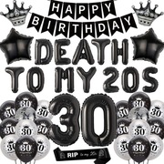 Zestaw Dekoracji Balony 30 Urodziny Cyfry Czarne Dekoracje XL