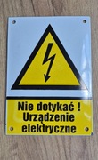 Tablica metalowa PRL emaliowana ostrzegawcza nie dotykać elektryczne 