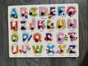 Tablica alfabet nauka alfabetu drewniane puzzle