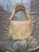 Zamszowa torebka z frędzlami nowa 