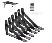 6x Uchwyt Wspornik półek ściennych czarny 200x120