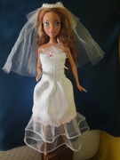 Suknia ślubna + welon dla lalki Barbie