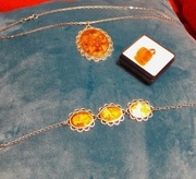 BRANSOLETA  PIERŚCIEŃ I MEDALION / ZAWIESZKA  BURSZTYN BAŁTYCKI