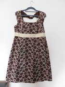 Coast sukienka midi brązowa haft kwiaty 42