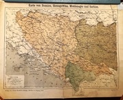 Mapa Bałkany   Bośnia, Hercegowina, Czarnogóra, Serbia - rok 1878