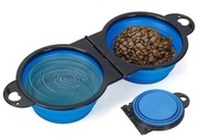 Składana podwójna miska podróżna do karmienia zwierząt 2w1.