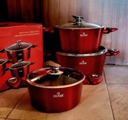 Garnki marmur lakierowane 3 szt 