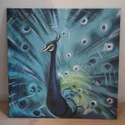 Obraz na płótnie – Paw | 90x90 cm | Nowoczesna dekoracja ścienna