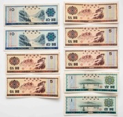Chiny 1, 5, 10 juanów Zestaw 9 sztuk Bardzo rzadkie