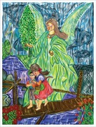 Grafika komputerowa Anioł - 51,5cm x 39cm - na PVC - wielokolorowy