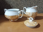 Niekompletny serwis cukiernica, mlecznik, pokrywka Bogucice PRL 