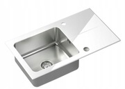 Zlewozmywak Quadron Hugh 111 komora stalowa z białym szklanym blatem