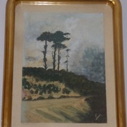 Obraz -   pt. " Pejzaż z samotnymi drzewami  " 