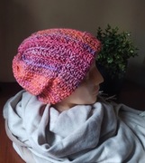 Szydełkowa Ciepła Czapka Handmade Batik Wielobarwna