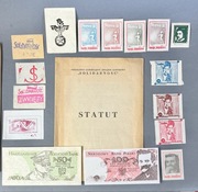 Archiwum Solidarności 1980-83: Statut Porozumienia Unikatowa BIBUŁA Znaczki