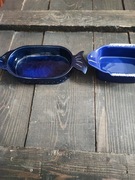 Naczynia do zapiekania ryby granatowe wycisk Vintage