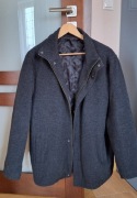 Płaszcz męski L na suwak wełna 62%ciemno szary elegancki