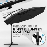 Solidny Parasol przeciwsłoneczny ze stojakiem i ochroną przed wiatrem