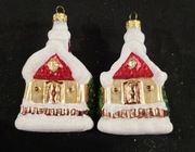 Bombki choinkowe DOMKI 2 szt.  szklane ozdoby na choinkę  kształtki retro