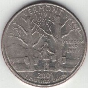 USA quarter dollar 25 centów 2001 Vermont P