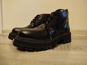 Buty botki trzewiki na jesień przejściowe sznurowane czarne 