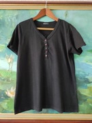 XL-XXL duńska koszulka przewiewna z guziczkami bawełniana bluzka tshirt 