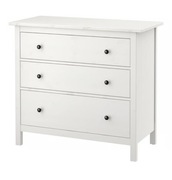 Komoda, 3 szuflady, biała bejca, 108x96 cm