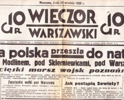 WIECZÓR WARSZAWSKI 10 GR, 1939_09_20, r. 11, nr 267