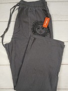 Spodnie lniane bawełniane szare luźne boho słońce XL