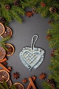 zawieszka na choinkę, makrama, serce 1, małe
