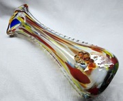 Wazon szklany sękacz rwaniec z falbanką kolorowe flakon  Vintage retro