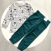 H&M Ocieplane SPODNIE + KOSZULKA 110/116 Sztruksy na podszewce NOWE