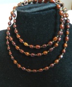 Brązowe perły naturalne, naszyjnik i bransoletka z pereł, komplet