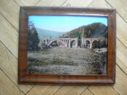 Kresy Jaremcze, most kolejowy. Stara fotografia barwiona w ramce