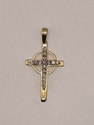 Przecudny zloty (500) krzyz z 16 diamentami posiada ceryfikat jubilerski