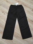 H&M spodnie czarne w pasie gumka i pasek kieszenie wiskoza i len NOWE _ S