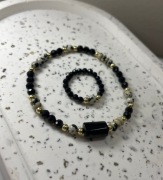 Biżuteria z kamieni naturalnych turmalin jaspis dalmatyński bransoletka 