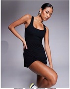 The Couture Club Czarna miękka sukienka tenisowa mini z dekoltem U 