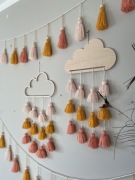 Girlanda chwosty frędzle boho korale drewniane 