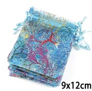 50x Worek Organza na prezent ŚLUB Prezent Walentynki 9/12cm Pająk Niebieski