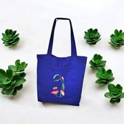 Duża bawełniana torba z haftem i kieszeniami