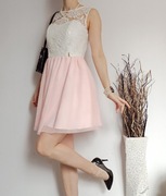 Rozkloszowana sukienka tiul koronka cekiny wesele