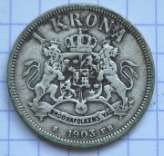 #3943 Szwecja 1 korona 1903 srebro rzadka! 