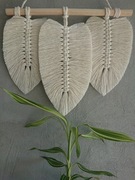 MAKRAMA LIŚCIE ze sznurka ozdoba na ścianę do salonu sypialni  pióra boho