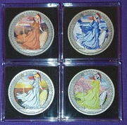 2 funty 2022 Britannia Cztery PORY ROKU kolor 4x 1oz Ag999 nr cert 58
