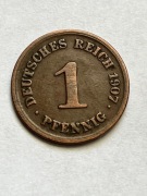 Niemcy Cesarstwo Niemieckie - 1 fenig, pfennig 1907 - mennica D
