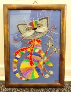 Unikatowy obraz w technice punktowej 3D "Kolorowy Kot"