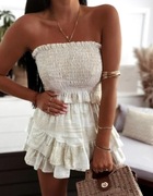 KOMPLET MUŚLINOWY TOP PLUS SPÓDNICO-SPODENKI LETNI 