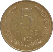 Chile 5 pesos 1988, KM#217.2