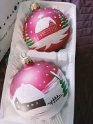 Bombki szklane bańki duże 10cm domek świąteczny 